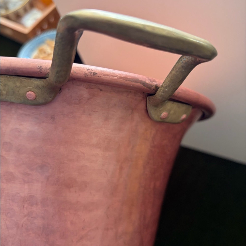 Hammered Copper Saucepan with Brass Handle - antique Italian - Picture 12 of 12